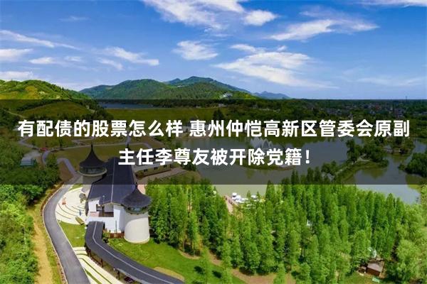 有配债的股票怎么样 惠州仲恺高新区管委会原副主任李尊友被开除党籍！