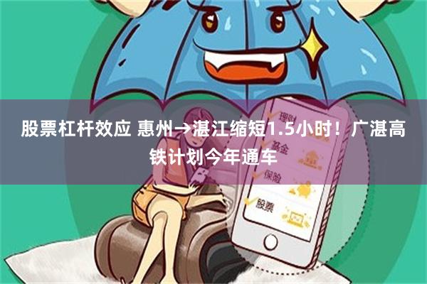 股票杠杆效应 惠州→湛江缩短1.5小时！广湛高铁计划今年通车