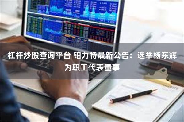 杠杆炒股查询平台 铂力特最新公告：选举杨东辉为职工代表董事
