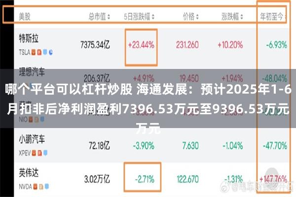 哪个平台可以杠杆炒股 海通发展：预计2025年1-6月扣非后净利润盈利7396.53万元至9396.53万元
