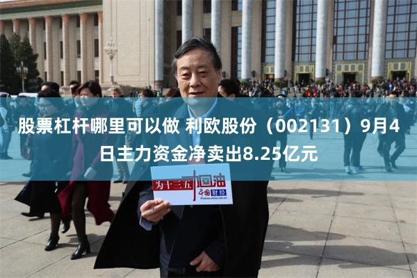 股票杠杆哪里可以做 利欧股份（002131）9月4日主力资金净卖出8.25亿元