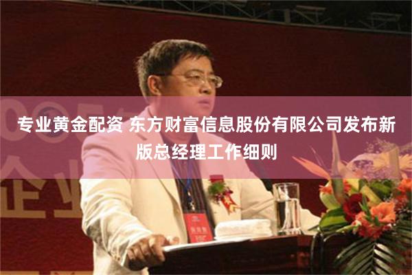 专业黄金配资 东方财富信息股份有限公司发布新版总经理工作细则