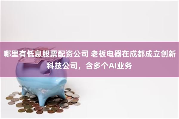 哪里有低息股票配资公司 老板电器在成都成立创新科技公司，含多个AI业务
