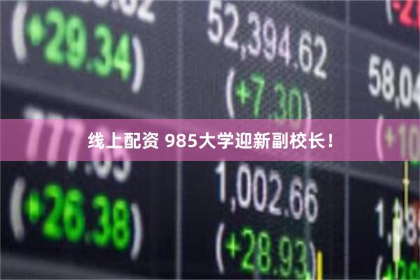 线上配资 985大学迎新副校长！
