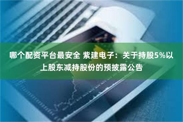 哪个配资平台最安全 紫建电子：关于持股5%以上股东减持股份的预披露公告