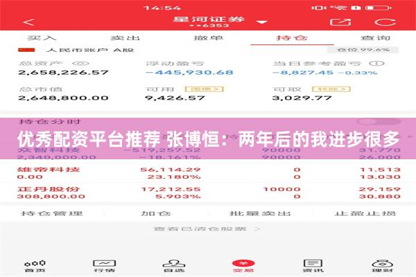 优秀配资平台推荐 张博恒：两年后的我进步很多