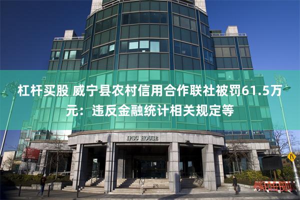 杠杆买股 威宁县农村信用合作联社被罚61.5万元:违反金融统计相关规定等